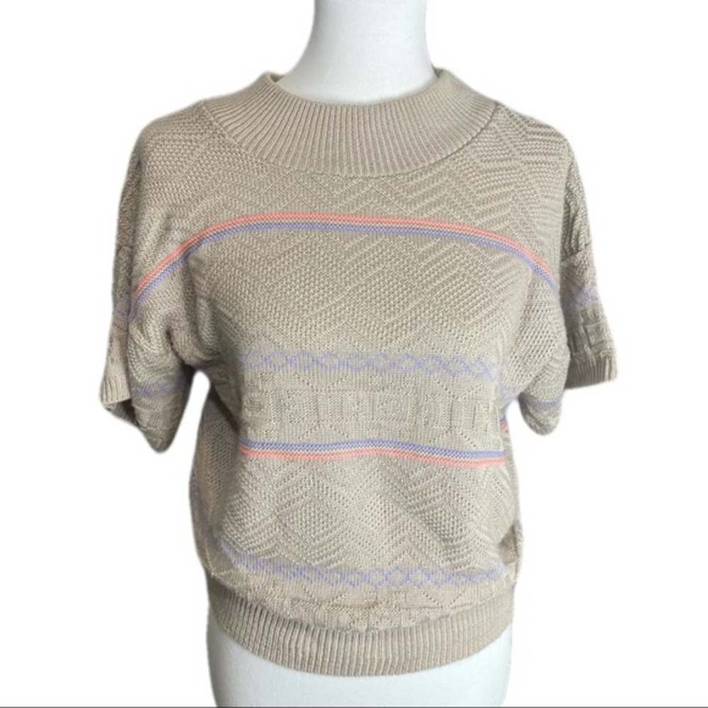 CRISTIN STEVENS 80S VINTAGE KNIT SHORT CAPPED SLEEVE SWEATER